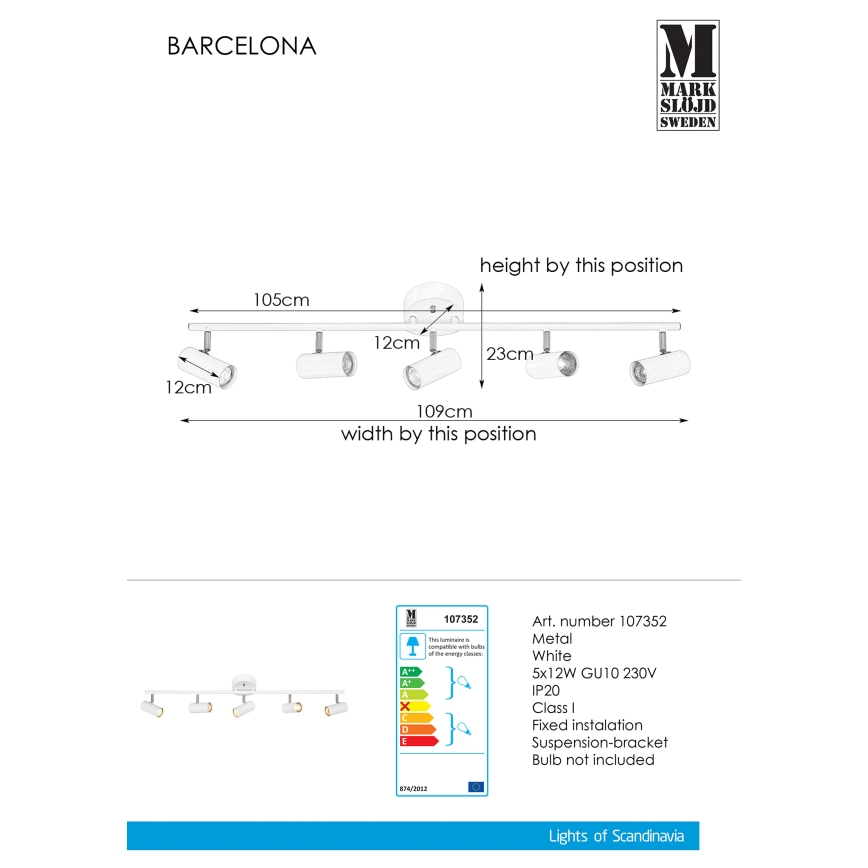 Markslöjd 107352 - Luce Spot BARCELONA 5xGU10/12W/230V