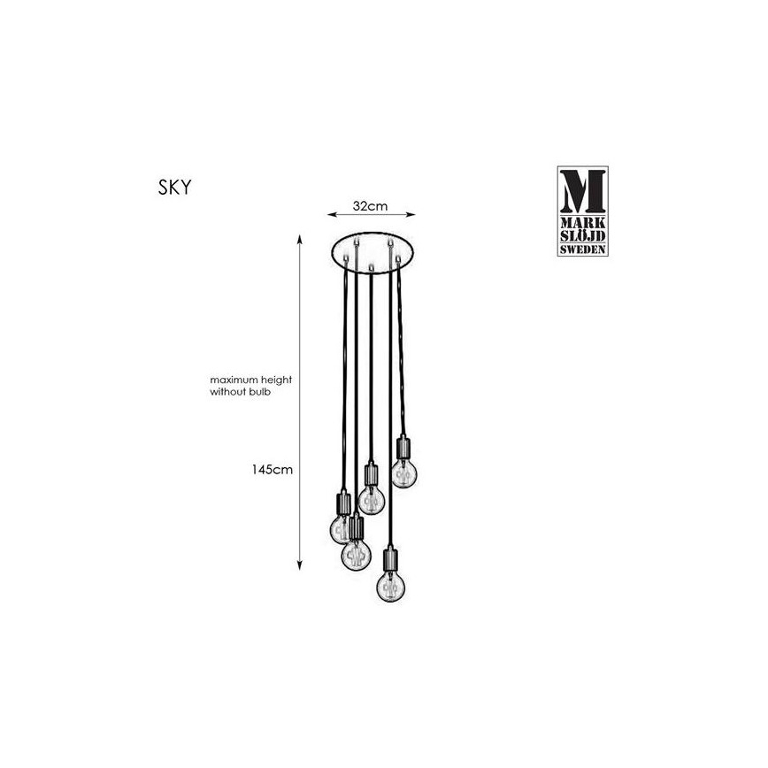 Markslöjd 107467 - Lampadario a sospensione con filo SKY 5xE27/60W/230V