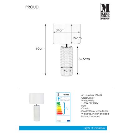 Markslöjd 107484 - Lampada da tavolo PROUD 1xE27/60W/230V