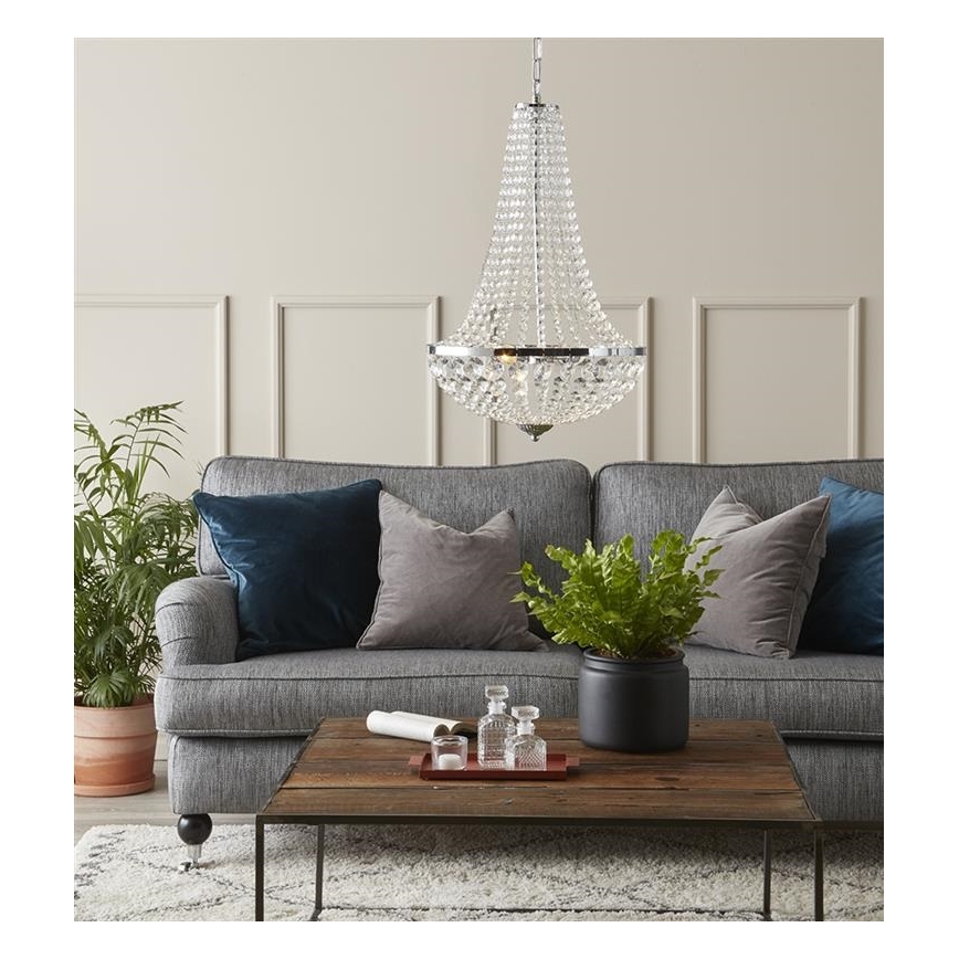 Markslöjd 107550 - Lampadario di cristallo da bagno a sospensione con catena GRÄNSÖ 2xG9/20W/230V IP44
