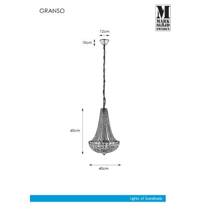 Markslöjd 107551 - Lampadario di cristallo da bagno a sospensione con catena 3xG9/20W/230 IP44