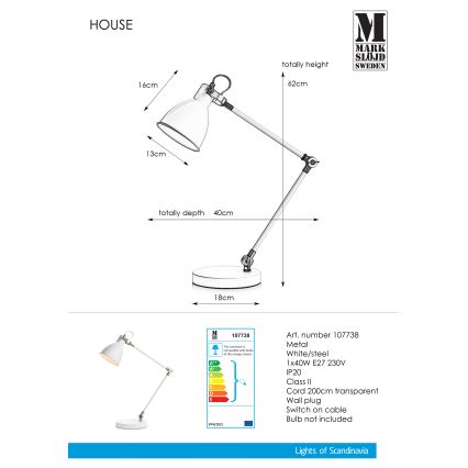 Markslöjd 107738 - Lampada da tavolo HOUSE 1xE27/40W/230V