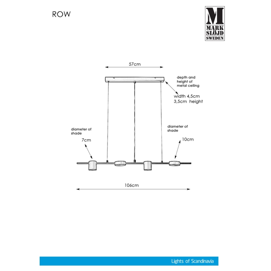Markslöjd 107746 - Suspension avec fil ROW 4xG9/7W/230V