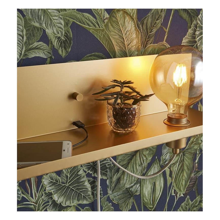 Markslöjd 107791 - Dimmbare Wandleuchte mit USB Steckdose MULTI 1xE27/60W/230V