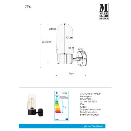 Markslöjd 107800 - Applique murale salle de bain ZEN 1xE27/15W/230V IP44