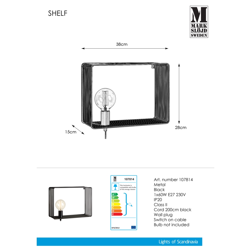 Markslöjd 107814 - Applique murale SHELF 1xE27/60W/230V