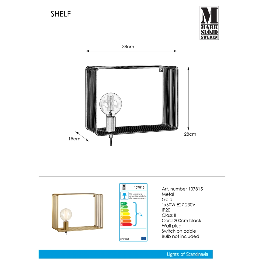 Markslöjd 107815 - Applique SHELF 1xE27/60W/230V