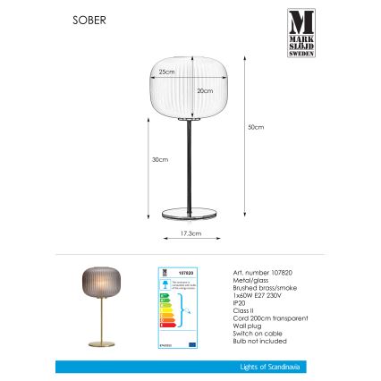 Markslöjd 107820 - Lampada da tavolo SOBER 1xE27/60W/230V ottone