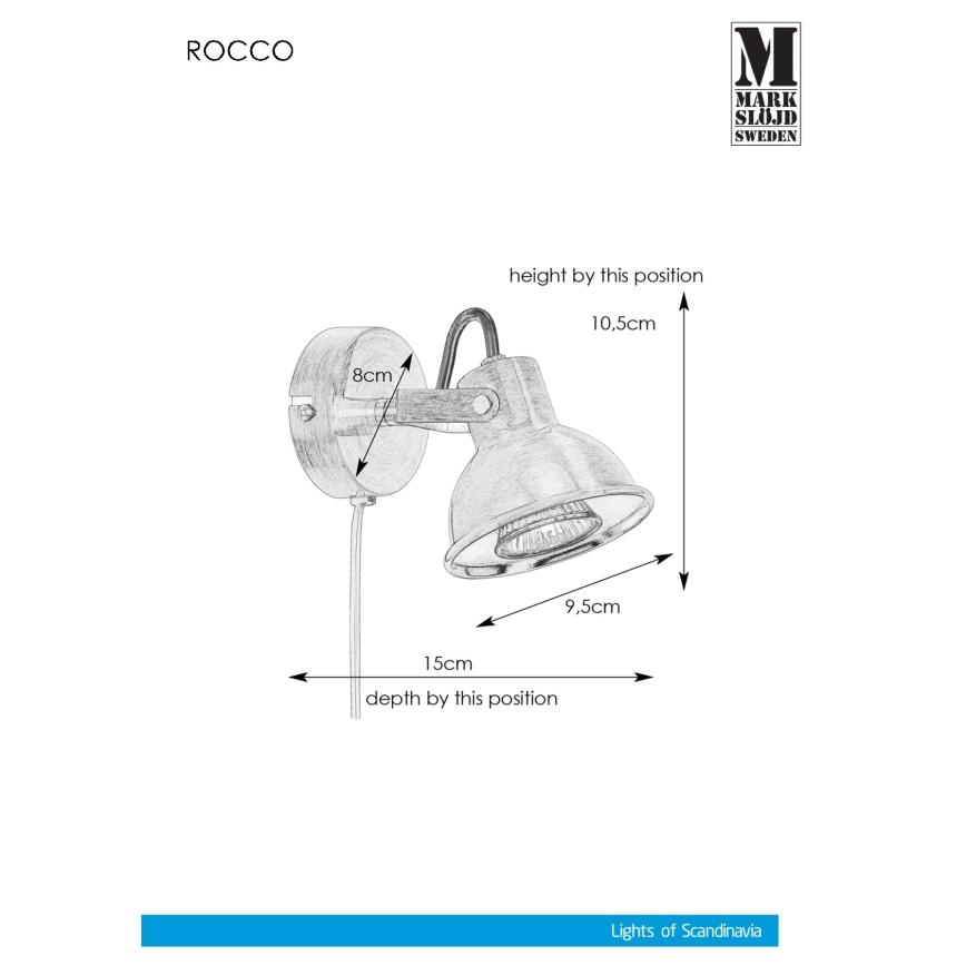 Markslöjd 107853 - Spot mural ROCCO 1xGU10/7W/230V