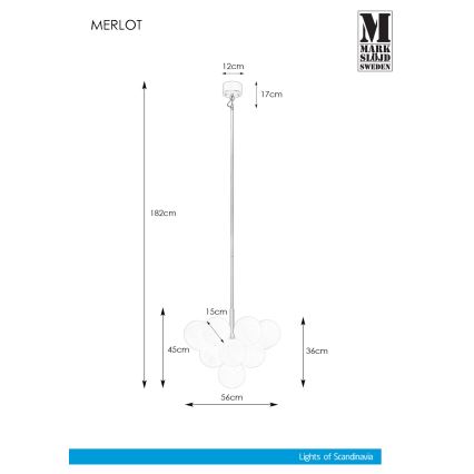 Markslöjd 107903 - Suspension sur tige MERLOT 13xG9/20W/230V Ø 56 cm blanc/doré