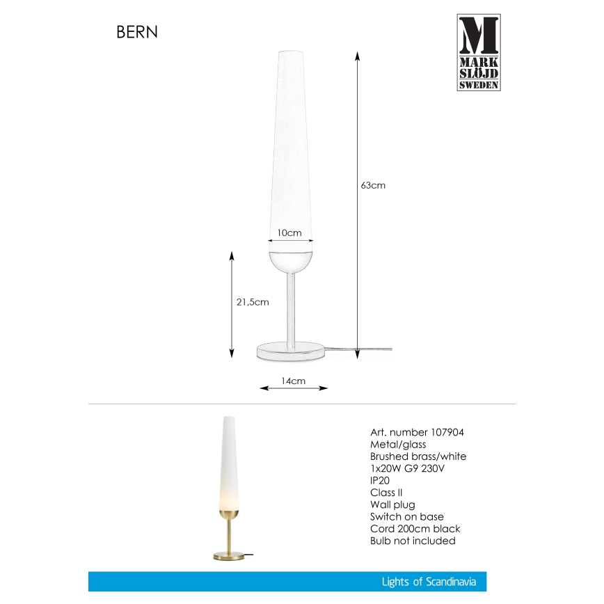 Markslöjd 107904 - Lampe de table BERN 1xG9/20W/230V