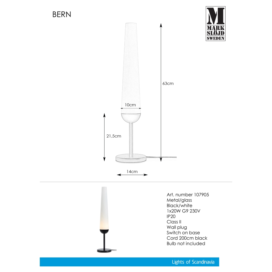 Markslöjd 107905 - Lampada da tavolo BERN 1xG9/20W/230V