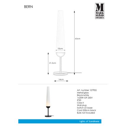 Markslöjd 107905 - Lampadaire BERN 1xG9/20W/230V