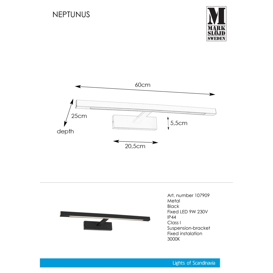 Markslöjd 107909 - Eclairage miroir salle de bain NEPTUNUS LED/9W/230V IP44