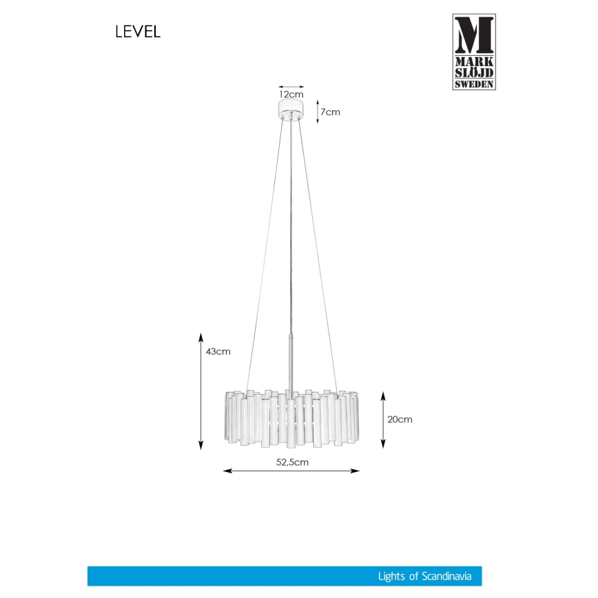 Markslöjd 107925 - Suspension avec tige LEVEL 3xE27/60W/230V