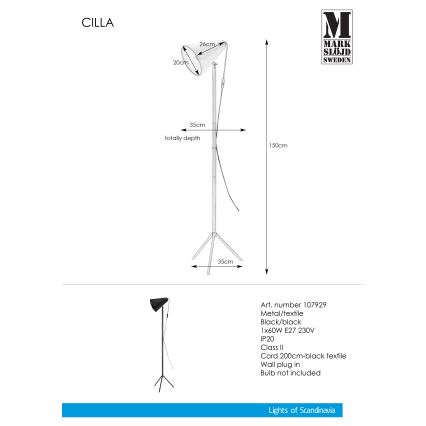 Markslöjd 107929 - Lampada da terra CILLA 1xE27/60W/230V