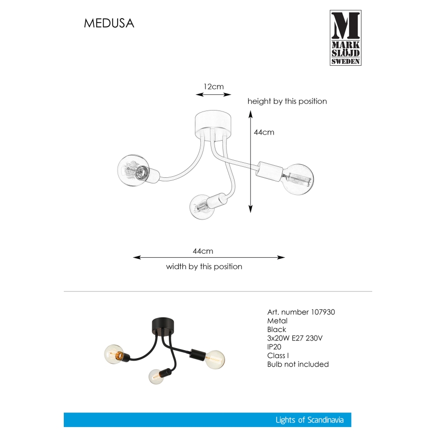 Markslöjd 107930 - Kronleuchter MEDUSA 3xE27/20W/230V