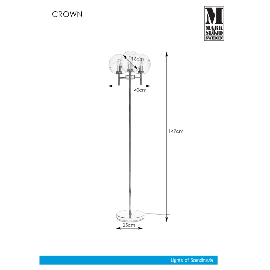 Markslöjd 107947 - Lampadaire CROWN 3xE14/20W/230V