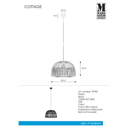 Markslöjd 107981 - Lampadario a sospensione con filo COTTAGE 1xE27/60W/230V