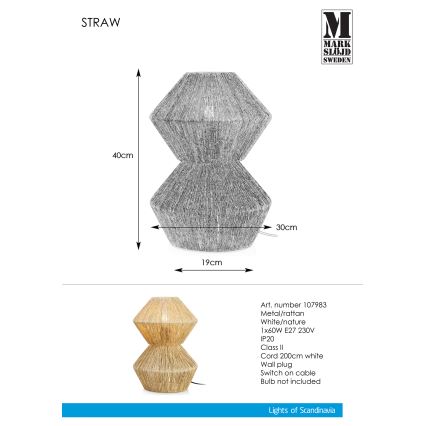 Markslöjd 107983 - Lampada da tavolo STRAW 1xE27/40W/230V
