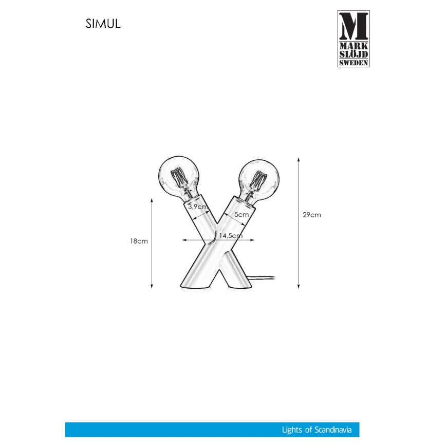 Markslöjd 108053 - Lampe de table SIMUL 1xE27/40W + 1xE14/40W/230V doré