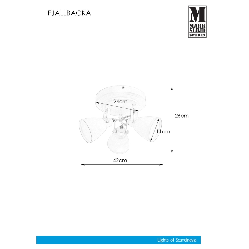 Markslöjd 108083 - Faretto da bagno FJÄLLBACKA 3xG9/20W/230V IP44 bianco