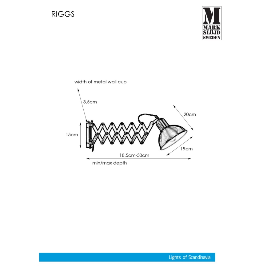 Markslöjd 108105 - Applique murale RIGGS 1xE27/60W/230V noir