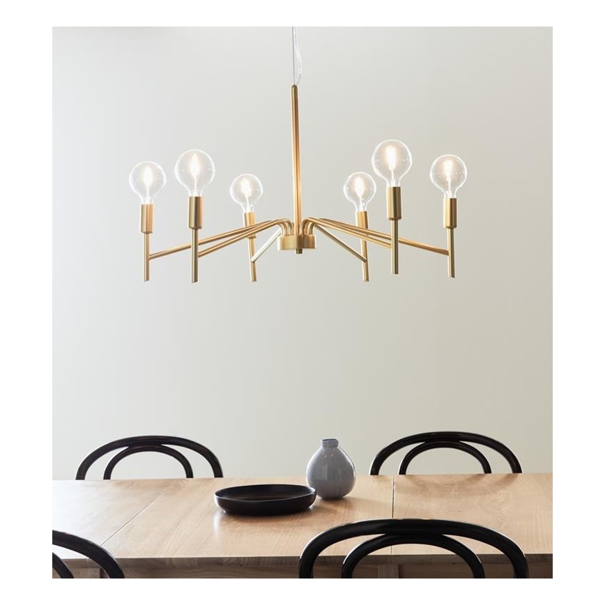 Markslöjd 108210 - Lampadario con filo MONARCH 6xE14/18W/230V oro