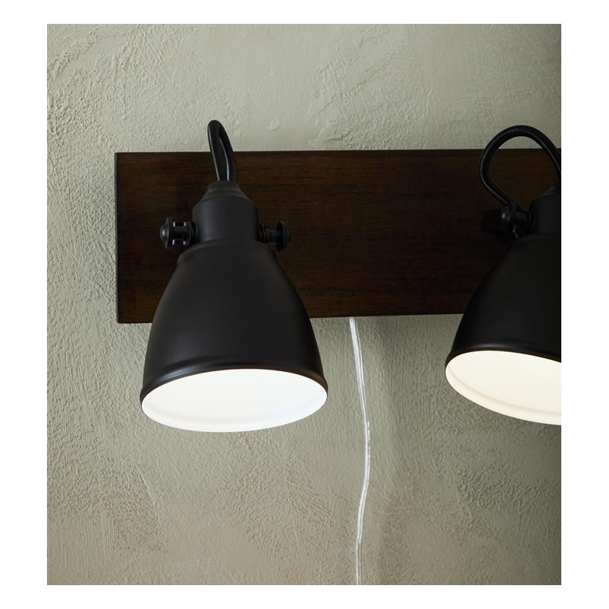Markslöjd 108213 - Faretto da parete NATIVE 2xE14/18W/230V nero/marrone