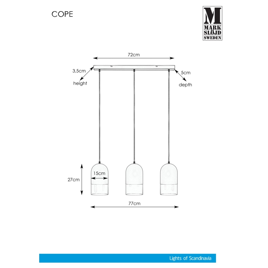Markslöjd 108226 - Lampadario su filo COPE 3xE14/18W/230V