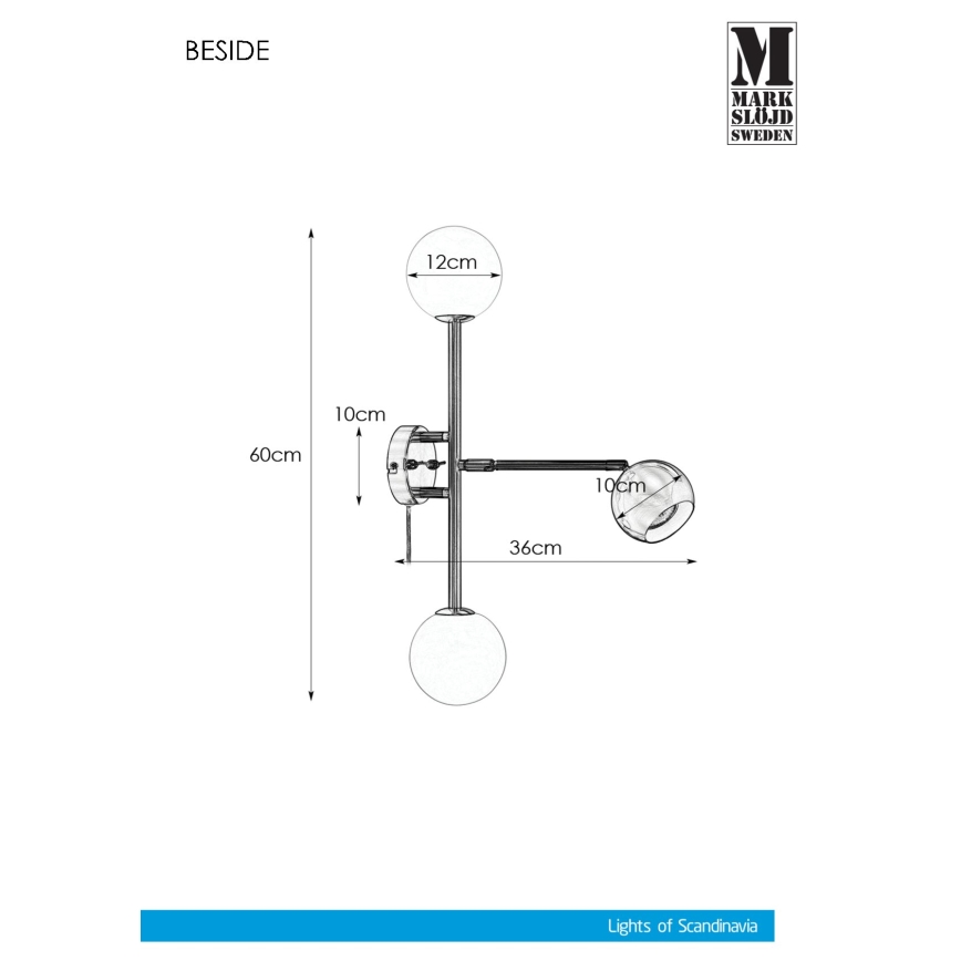 Markslöjd 108256 - Applique BESIDE 2xG9/20W/230V + 1xGU10/7W/230V cromo opaco