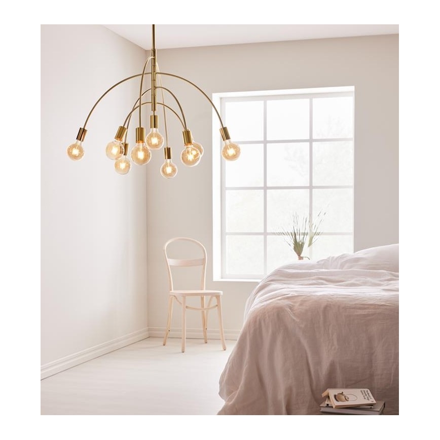 Markslöjd 108289 - Lampadario su filo LAVELLO 9xE27/40W/230V oro
