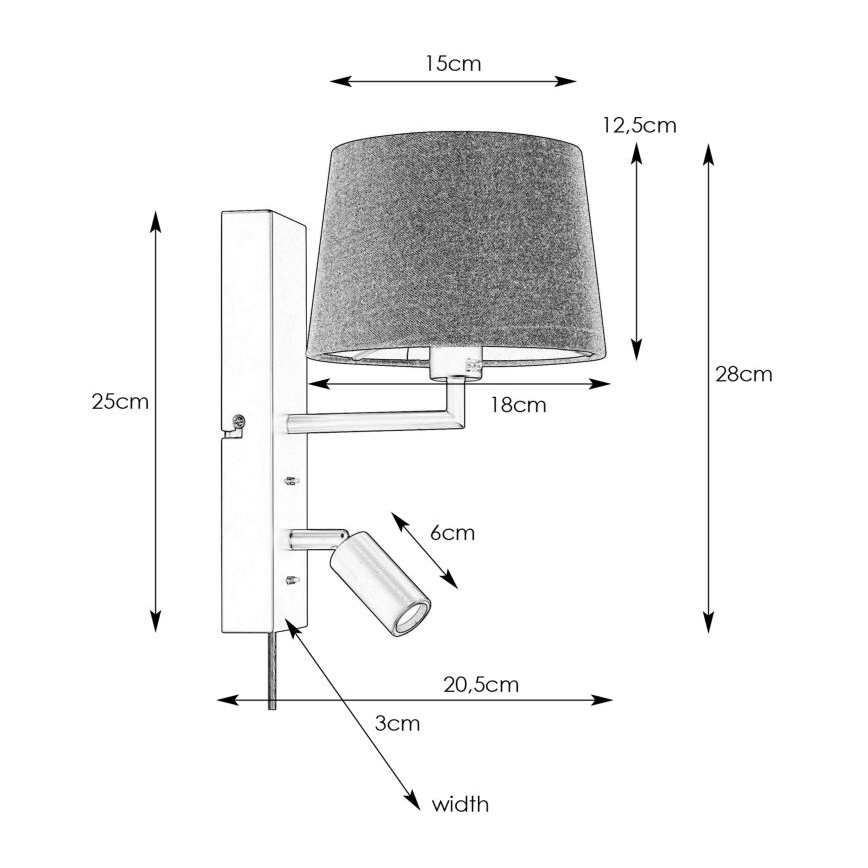Markslöjd 108595 - Lampe murale LED avec USB COMO 1xE14/40W/230V + LED/3W noir