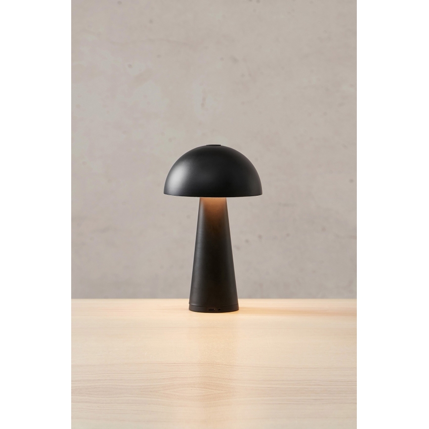 Markslöjd 108655 - LED dimmbare wiederaufladbare Tischlampe FUNGI LED/1,5W/5V 2000 mAh IP44 schwarz