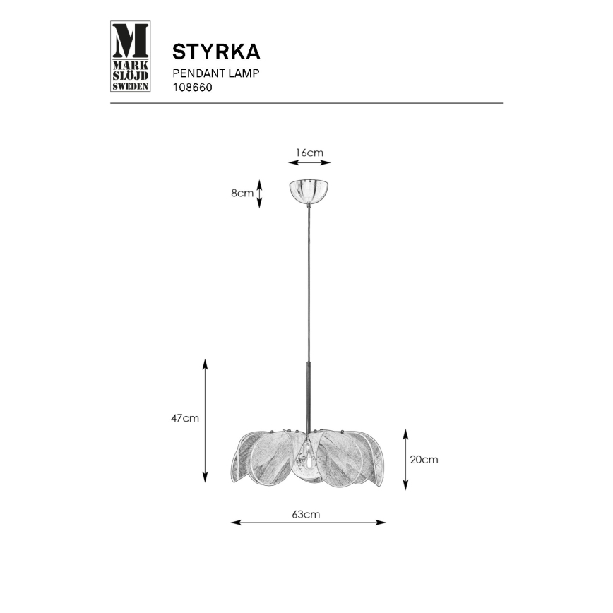 Markslöjd 108660 - Lampadario a sospensione con filo STYRKA 1xE27/40W/230V diametro 63 cm nero