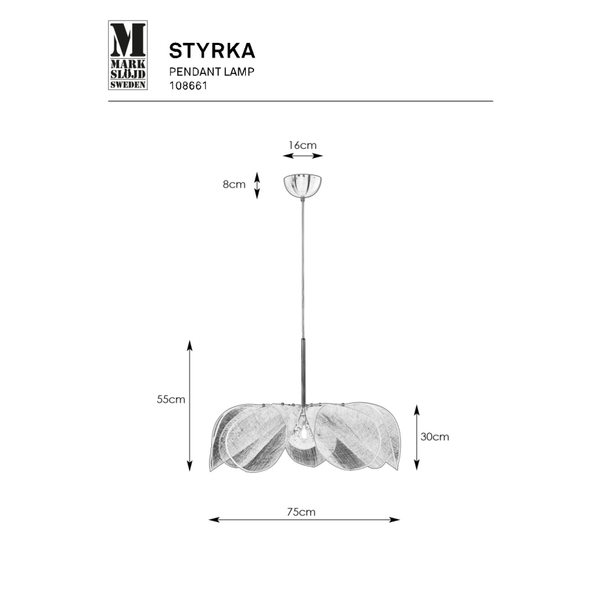 Markslöjd 108661 - Lampadario a sospensione con filo STYRKA 1xE27/40W/230V diametro 75 cm beige