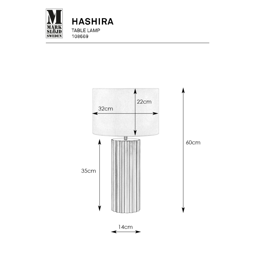 Markslöjd 108669 - Tischleuchte HASHIRA 1xE27/40W/230V weiß/Messing