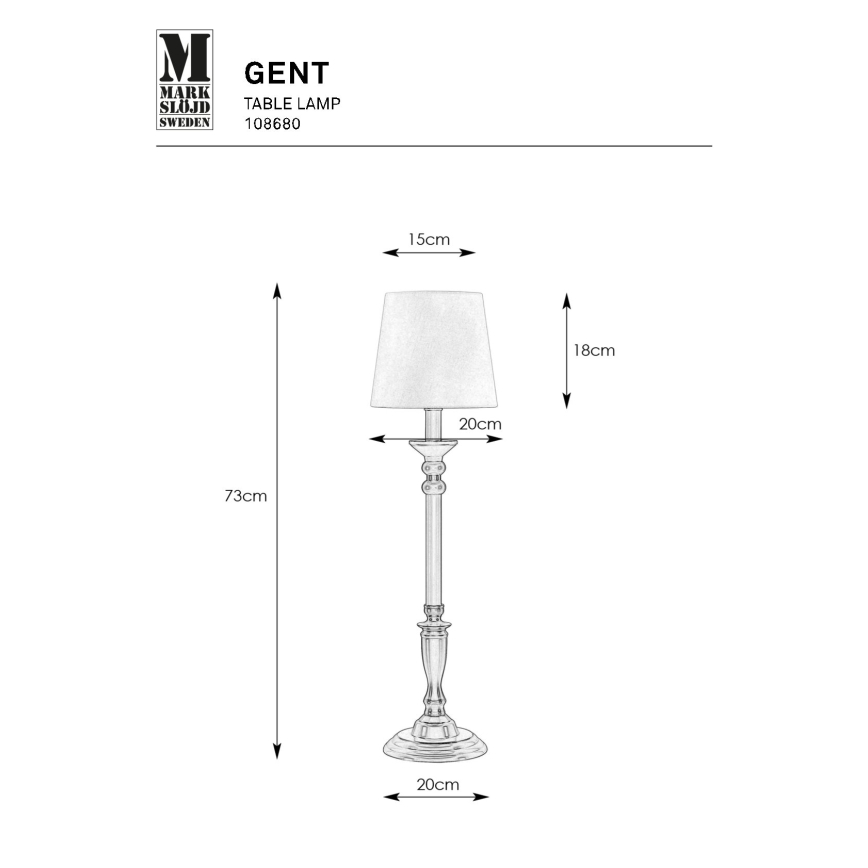 Markslöjd 108680 - Lampe de table GENT 1xE27/40W/230V chrome mat/noir/blanc