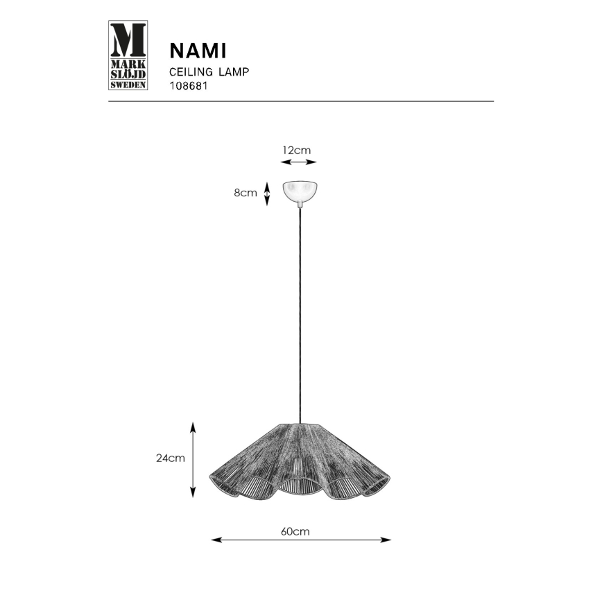 Markslöjd 108681 - Lampadario a sospensione con filo NAMI 1xE27/40W/230V marrone