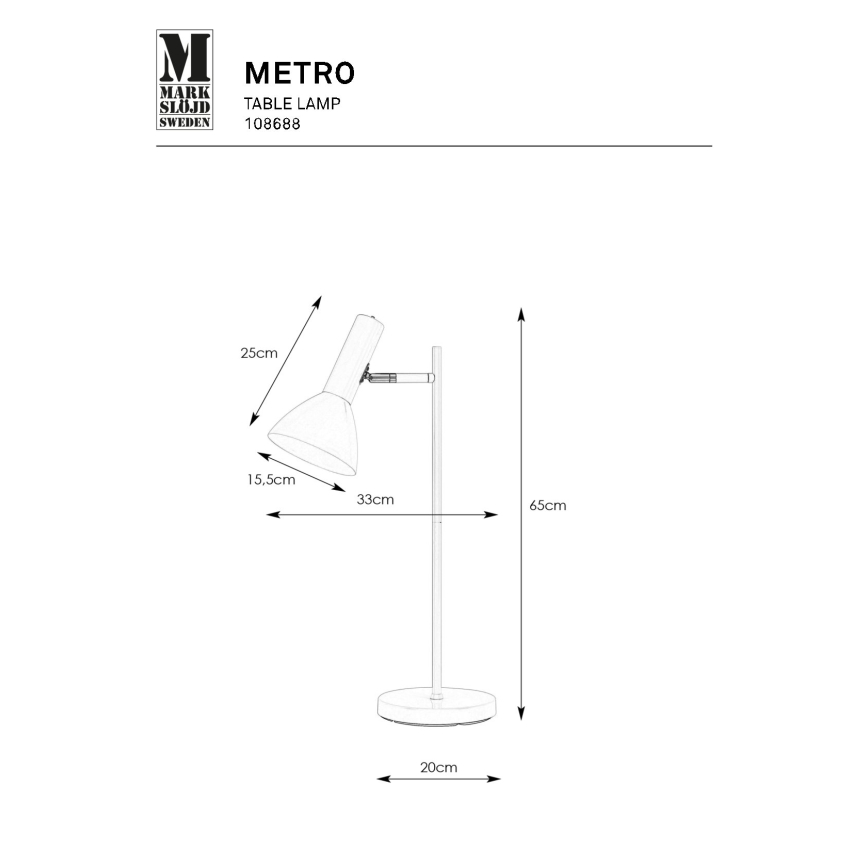 Markslöjd 108688 - Tischleuchte METRO 1xE27/40W/230V weiß