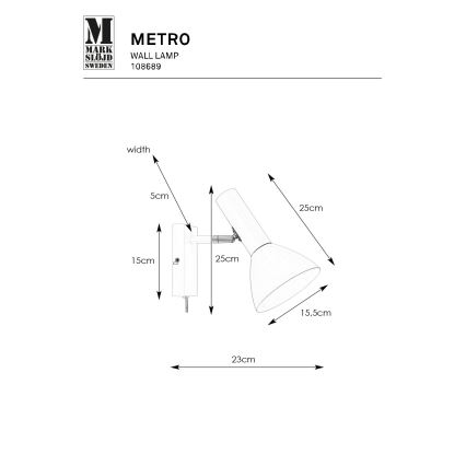 Markslöjd 108689 - Wandleuchte METRO 1xE27/40W/230V weiß