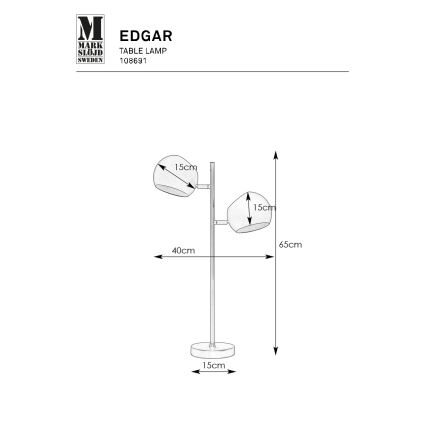 Markslöjd 108691 - Tischleuchte EDGAR 2xE14/40W/230V schwarz
