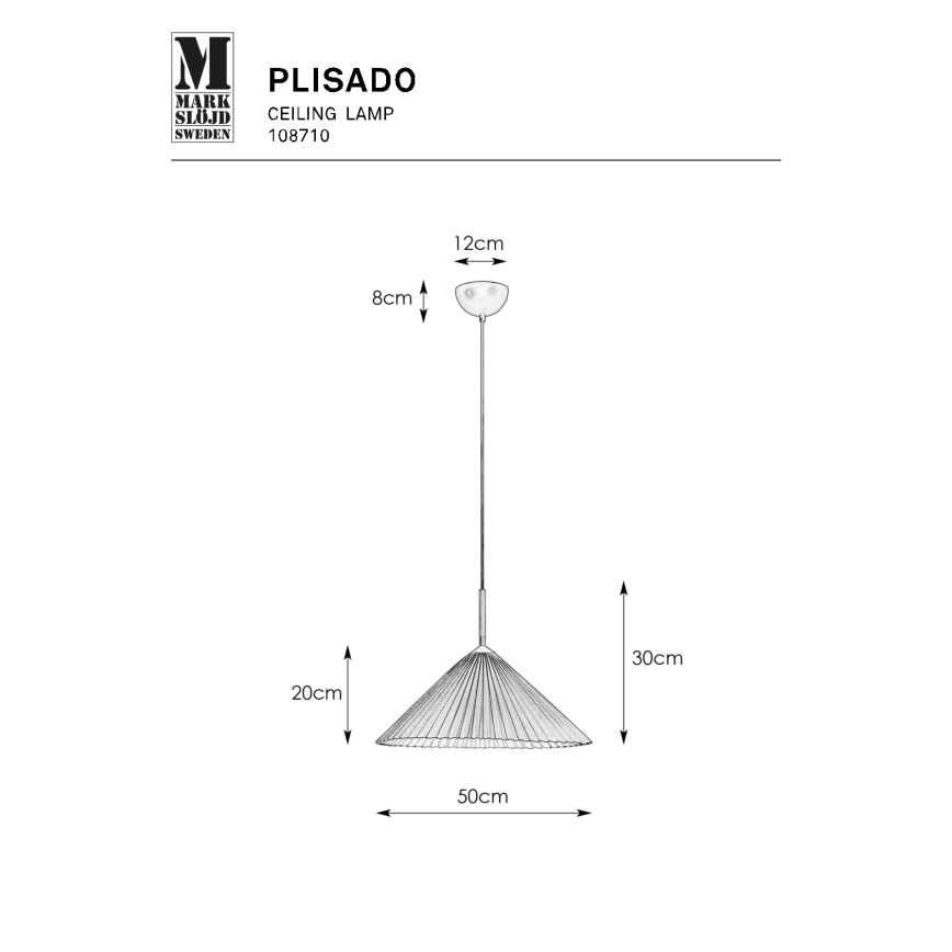 Markslöjd 108710 - Hängeleuchte an Schnur PLISADO 1xE27/40W/230V d 50 cm beige