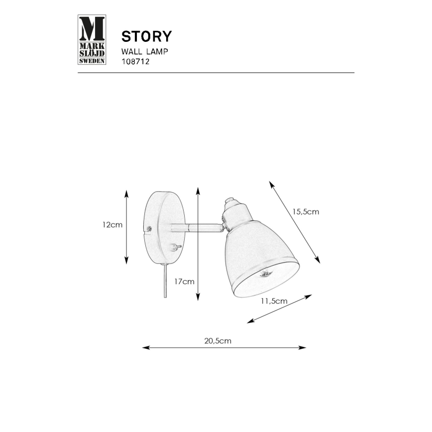 Markslöjd 108712 - Wandleuchte STORY 1xE14/40W/230V schwarz