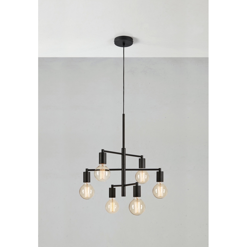 Markslöjd 108717 - Lampadario a sospensione con filo CIELO 6xE27/40W/230V nero