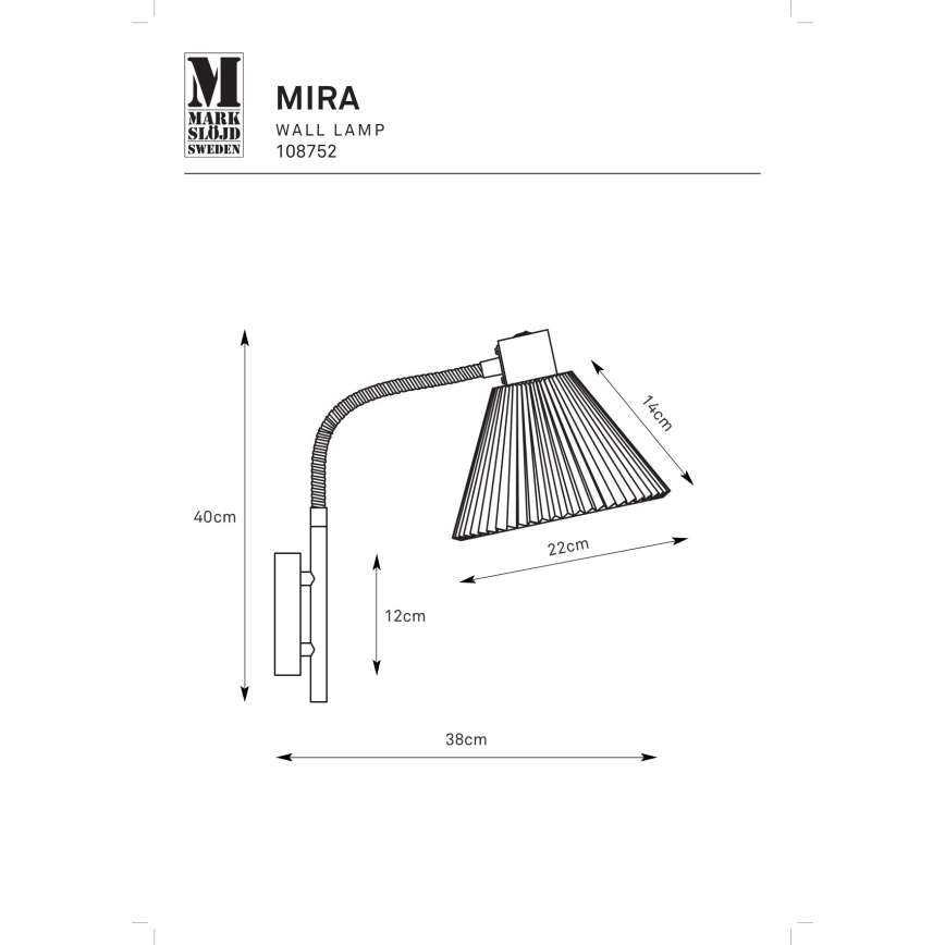 Markslöjd 108752 - Applique MIRA 1xE14/40W/230V nero/bianco