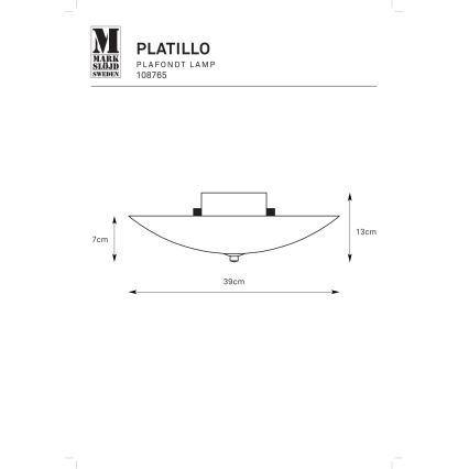Markslöjd 108765 - Plafonnier PLATILLO 2xE27/40W/230V d. 39 cm