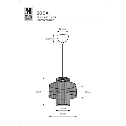 Markslöjd 108766 - Lampadario a sospensione con filo SOGA 1xE27/40W/230V nero