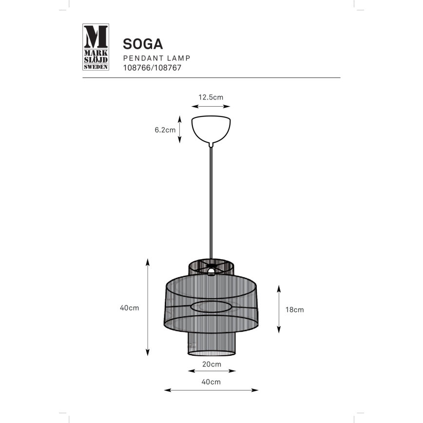 Markslöjd 108767 - Lampadario a sospensione con filo SOGA 1xE27/40W/230V oro