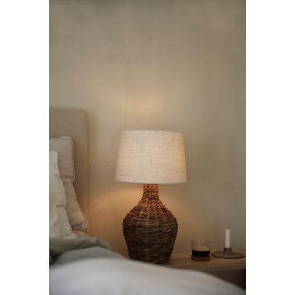 Markslöjd 108771 - Lampe de table PAGLIA 1xE27/40W/230V blanc/rotin